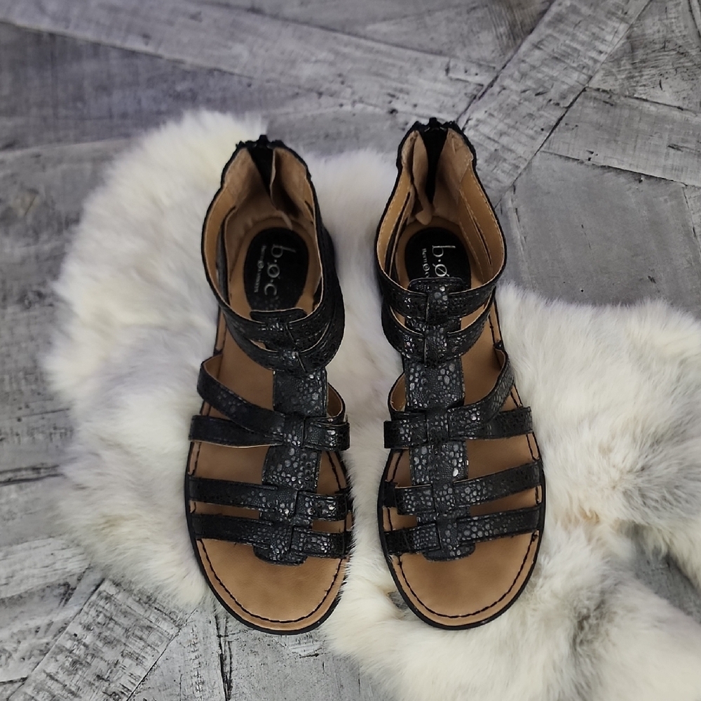 b.o.c. Black Gladiator Sandals with Braided Straps